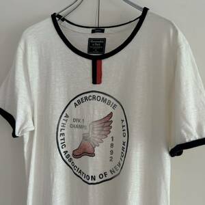 Abercrombie&Fitch アバクロンビー&フィッチ ウイングフット リンガーTシャツ M ユーズド加工