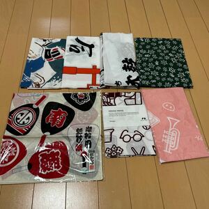 新品未使用　日本手拭い　ハンカチ　まとめ売り7枚セット　桂宮治　神社　必勝　踊り　亀　昭和レトロ　祭り