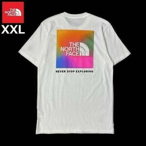 1円～!売切!【正規新品】THE NORTH FACE◆SHORT-SLEEVE BOX NSE TEE 半袖 Tシャツ US限定 ボックスロゴ レインボー(XXL)白 180902-15