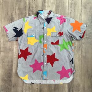 ★XL★ BAPESTA 半袖シャツ multi color a bathing ape star エイプ ベイプ アベイシングエイプ スター BAPE STA NIGO w45