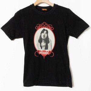 メール便◯ HYSTERIC GLAMOUR ヒステリックグラマー Tシャツ ブラック 黒 フリー F 綿 プリント ユーズド感 夏 カジュアル 無地 フィット