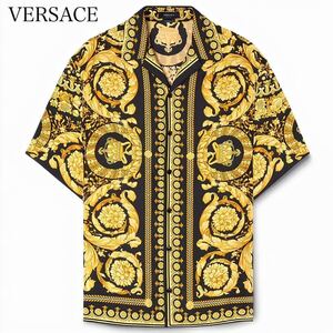 定価約24万★ 新品未使用★ 【24SS】VERSACE ヴェルサーチ バロッコ柄 バロック シルク100% 半袖シャツ 開襟 トップス オープンカラー 総柄