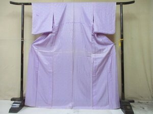 1円 良品 化繊 着物 色無地 洗える ポリエステル 和装 和服 紋なし 紫 紗綾形 高級 単衣 身丈159cm 裄62cm【夢職】★★★