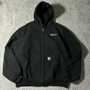 カーハート Carhartt アクティブジャケット ブラック JACKET 黒　ワンポイント刺繍　ビックサイズ　ロゴ刺繍　古着