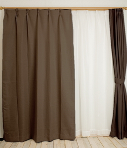 カーテン 遮光1級 遮熱 無地 コルト モカ 幅100cmx丈135cm 2枚入り 既製品