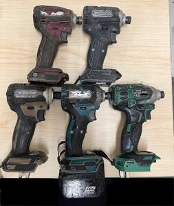 【N4398】1円スタート makita HITACHI インパクト 5個セット 動作確認不可 ジャンク扱 工具 電動ドリル マキタ 日立 まとめ売り