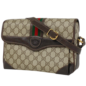 グッチ GUCCI GG柄 ショルダーバッグ オールドグッチ シェリーライン コーティングキャンバス ベージュ ブラウン レディース 【中古】