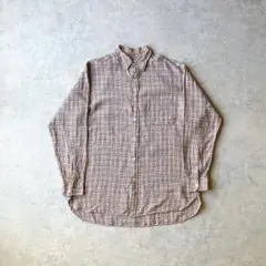 90s〜 J.CREW 長袖 リネンシャツ チェック 巨人タグ