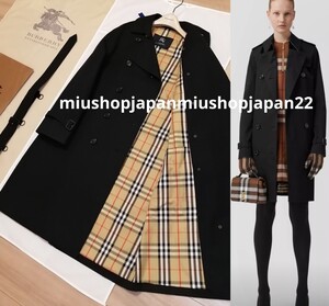 本物上質●　 バーバリーロンドン バーバリー BURBERRY LONDON　 トレンチコート ノバチェック　ブラック　黒　M ロング