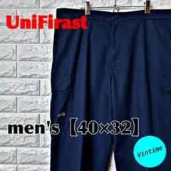 Y40【UniFirst】ワークパンツ【メンズ40×32】ネイビー