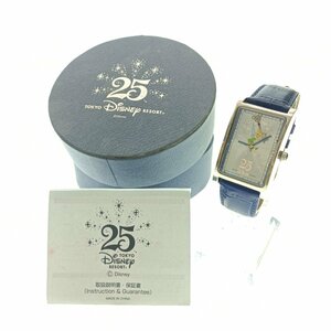 稼働 希少 Disney RESORT ディズニーリゾート 25周年記念ウォッチ ティンカーベル 非売品 ブルー レザー コレクション 腕時計 中古