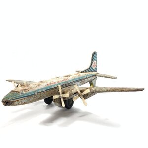 ウサギ屋 KLMオランダ航空 DOUGLAS DC-7C ダグラスDC-7C 4発プロペラ機 ブリキ玩具 全長:約290㎜ 全幅:約280㎜ 経年保管品＊現状品