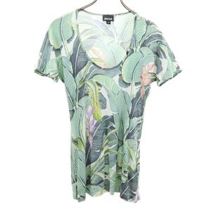 ジャストカヴァリ 総柄 半袖 Tシャツ M グリーン系 Just Cavalli レディース