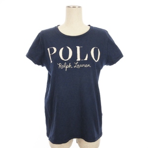 ポロ ラルフローレン POLO RALPH LAUREN Tシャツ カットソー 半袖 クルーネック ロゴ 刺繍 紺 ネイビー トップス レディース