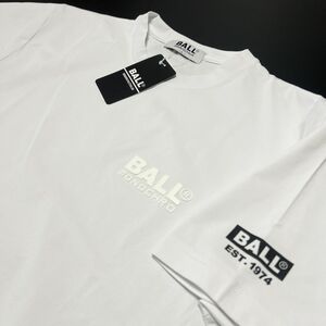 ●送料390円可能商品 ボール BALL 新品 メンズ イタリア発人気ブランド 3Dロゴ 半袖 Tシャツ 白[54122-01-M]一 三 壱★QWER