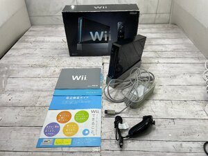 ●R● 任天堂 Wii RVL-001 中古品 黒 本体 電源コード ヌンチャクコントローラー 説明書 通電確認済み H2312-224