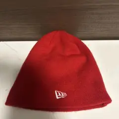 New Era ニット帽 ビーニーレッド　フリーサイズ