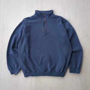 90s ヴィンテージ オールド ギャップ GAP 無地 ハーフジップ スウェット vintage old navy ネイビー デカタグ