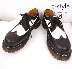 Q256b [人気] Dr.Martens ドクターマーチン ウィングチップシューズ UK8 ブラック×ホワイト 5ホール 10458 | Q