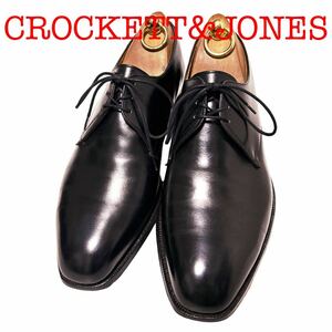 382.CROCKETT&JONES クロケットアンドジョーンズ ハンドグレードライン プレーントゥ ビジネスシューズ レザーシューズ ブラック 7E