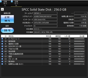 使用時間１１４０時間 シリコンパワー製2.5インチ 240GB SATA SSD S55