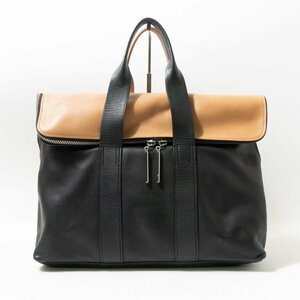 【1円スタート】3.1 Phillip Lim 3.1 フィリップリム バイカラー トートバッグ レザー ブラック ベージュ アワーバッグ A4 本革 大容量