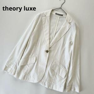●セオリーリュクス【美品】theory Luxe テーラードジャケット 38 M 白 ホワイト リネン×レーヨン 春夏 シングル ストレッチ レディース