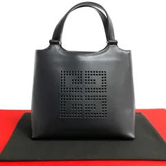 極 美品 希少品 GIVENCHY ジバンシィ ジバンシー 4G ロゴ レザー 本革 ハンドバッグ ミニ トートバッグ チャコール グレー 83349