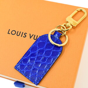 1円 ◆新品同様 LOUIS VUITTON ルイヴィトン キーホルダー キーリング チャーム レザー ブルー◆K.Cslo.tI-10