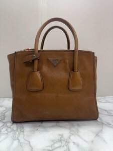 ♪【PRADA プラダ２ＷＡＹショルダー ブラウンカラー B2625Mトートバッグ レディース シルバー金具】OK18305