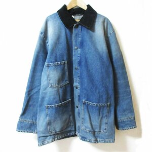 美品 21AW Maison Margiela 1 メゾンマルジェラ USED加工 コントラストカラー デニムカバーオール デニムジャケット 36 インディゴ ◆