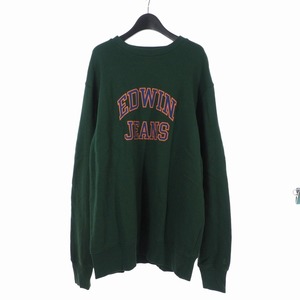 エドウィン EDWIN サンプル品 スウェット トレーナー カレッジ ロゴ L 緑 グリーン メンズ