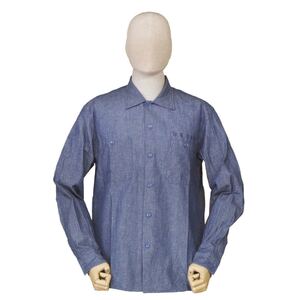 訳あり！20%OFF！BUZZ RICKSON’S 125・BLUE/サイズL BR28279 “BLUE CHAMBRAY WORK SHIRTS STENCIL” バズリクソンズ　シャンブレーシャツ