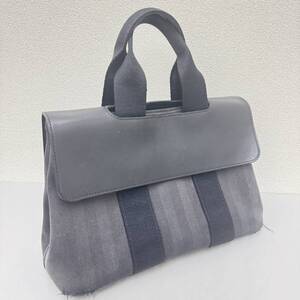 1円〜 エルメス HERMES ハンドバッグ バルパライソPM トワルシェブロン×レザー ブラック / 黒 バッグ