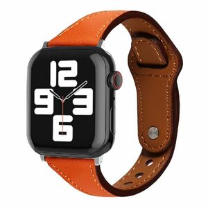 ★42mm~44mm|Apple Watch|革バンド|オレンジ★ レザー/スリム/ユニセックス/本革/ベルト/おしゃれ/スタイリッシュ [匿名配送 毎日発送]