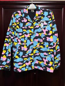 A BATHING APE ブラックマルチカモ　コーチジャケット　Lサイズ