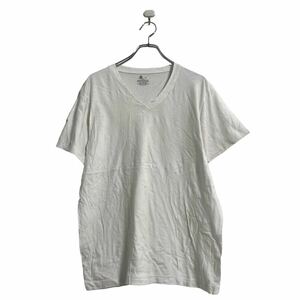 Reebok 半袖 無地 Tシャツ L ホワイト リーボック Vネック 古着卸 アメリカ仕入 a603-6272