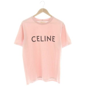 セリーヌ CELINE エディ スマリンby Hedi Slimane 22SS ロゴプリント ルーズ Tシャツ カットソー コットン XS ピンク