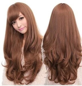 新品◇ライトブラウン ウィッグ フルウィッグ ロング ゆるふわ 耐熱 レディース 高品質 茶髪 カール wig ネット付 自然 医療用 かつら