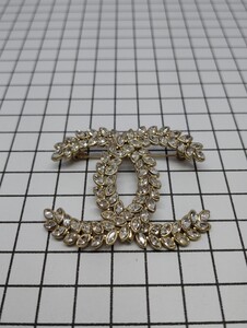 1円　スタート　シャネル　ブローチ アクセサリー ラインストーン ゴールド CHANEL ココマーク