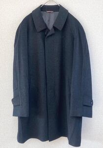 良品　Vallentino Rudy　高級　上質　cashmere　カシミヤ100%　ロング　ウールコート　比翼ボタン　ダークグレー　メンズ　Lサイズ