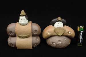 ●郷土玩具08 雛人形 陶器 お内裏様高さ約9cm●保管品/伝統工芸品/消費税0円