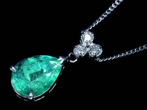 GR13151D【1円～】新品【RK宝石】≪Emerald≫ 鮮やかな色彩! 極上エメラルド 特大3.03ct! 極上ダイヤモンド Pt850 高級ネックレス ダイヤ