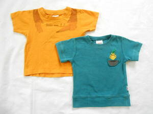 男の子　半袖Tシャツ２枚　オレンジ色と緑系