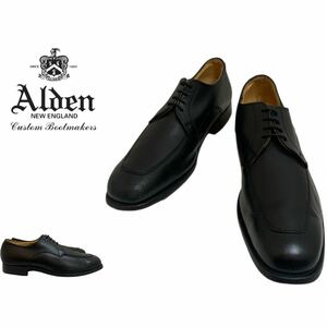 Alden VINTAGE オールデン ヴィンテージ 旧ロゴ 80〜90s モックトゥ Uチップ エプロンダービーレザーシューズ ブラック 10 B/D アーカイブ