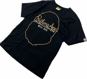 A BATHING APE ☆ ロープ デザイン プリント Tシャツ 半袖 ブラック 黒 M ストリート スケーター 裏原 定番 人気 春夏 古着 エイプ■AF260