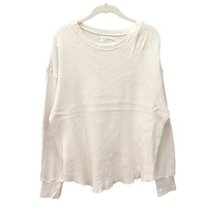 アングリッド UNGRID Tシャツ カットソー ワッフル地 長袖 ドロップショルダー バルーン袖 クルーネック F 白 アイボリー ■MO レディース