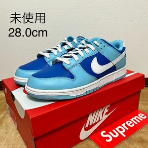 未使用 国内正規品 NIKE DUNK LOW RETRO QS US10/28.0cm タグ付 DM0121 400 ナイキ ダンク ARGON BLUE WHITE SNKRS supreme シュプリーム