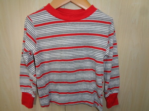 376◆70~80s Toddle time JC Penney キッズ ロングスリーブTシャツ◆size4 子供服 マルチボーダー 赤オレンジ×グレー ゆうパケット発送 5C