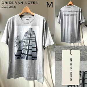 新品 2022SSドリスヴァンノッテン DRIES VAN NOTEN フォトプリント バックロゴ 半袖 Tシャツ M 定3.52万 メンズ 霜降りグレー